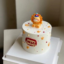 狮子座烘焙蛋糕装饰摆件星座派对帽小狮子宝宝儿童甜品装扮插件