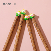 玉米儿童筷子家用6一12岁防滑木筷幼儿园专用5实木宝宝短小筷子4