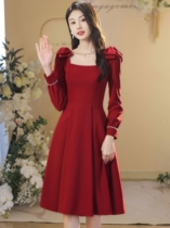红色新娘敬酒服连衣裙新款2024秋季法式高级感订婚礼服女平时可穿