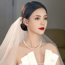 新娘项链韩式新款甜美珍珠颈链耳钉超仙圆珠锁骨链婚纱礼服配饰品