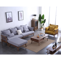 新品北欧风实木沙发客厅组合冬夏两用白蜡木现代简约新中式木加布