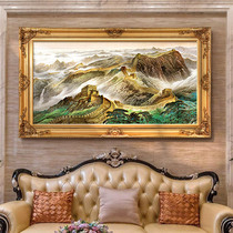欧式纯手绘风景山水油画挂画万里长城客厅办公室书房装饰画定制