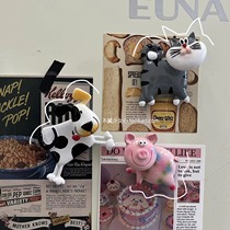 【3个包邮】卡通弹簧摇头动物小猪小猫 奶牛 树脂冰箱贴磁贴