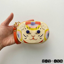 日本代购 匠人手工 牛皮 招财猫 黄色 零钱包 硬币包 和风小手包