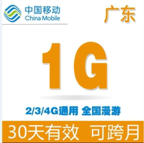 广东移动全国流量超值1G 30天有效 全国通用 叠加包 4G网络SS