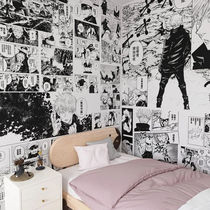 日系男生漫画房间黑白宿舍二次元衣柜背景墙床头墙贴动漫海报贴纸