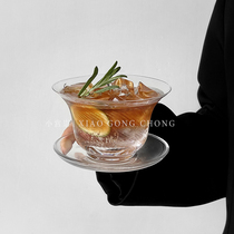 功夫茶系列国风鸡尾酒杯中式茶杯玻璃杯复古咖啡杯碟古典冰球杯子