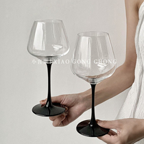 欧式ins风勃艮第红酒杯高级感复古高脚杯玻璃杯葡萄酒杯香槟杯子