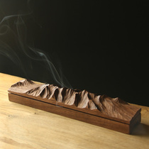 雨木山形香炉线香茶室香座实木创意香插托禅意摆件手工雕刻礼品