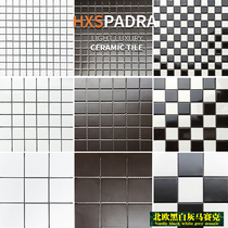 HXSPADRA陶瓷马赛克瓷砖黑白灰色厨房卫生间浴室阳台防滑地墙砖