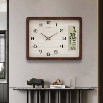 TIMESS钟表挂钟电波钟客厅简约现代家用时尚木质实木日历静音时钟