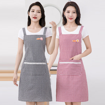 纯棉围裙2022新款韩版罩衣男女家用厨房双肩背带围腰防油污工作服