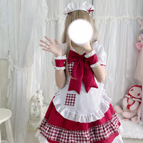 [玄兔]红白格子女仆装小红帽软妹lolita萝莉塔连衣裙动漫cos服装
