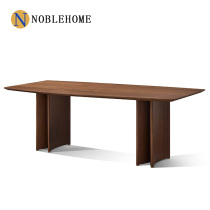 北欧侘寂风北美黑胡桃木长餐桌意式极简长方形原木大板书桌会客桌