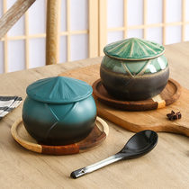 日式斗笠陶瓷炖盅 蒸蛋碗炖罐 家用隔水炖内胆 甜点碗带盖 炖品碗