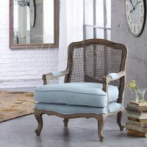 欧式贝思丽路易十五风格藤背单人沙发藤扶手沙发椅布艺休闲椅