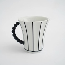 Endless stars 复古黑白条纹立体马克杯创意陶瓷杯男女法式咖啡杯