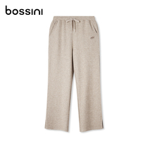bossini女款秋季新品简约运动风显瘦高腰垂感直筒休闲裤
