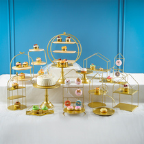 金色甜品台摆件展示架点心架甜点糕点托盘摆台蛋糕下午茶双层欧式