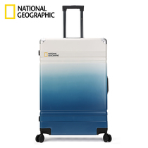 国家地理旅行箱纯PC拉杆箱万向轮渐变色女金属锁行李箱托运箱铝框
