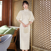 白色长款蕾丝旗袍2024年秋季新款中国风复古日常可穿气质名媛优雅