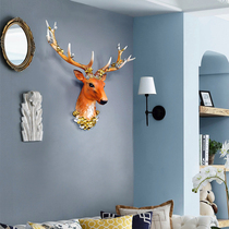 招财鹿头墙面装饰壁挂客厅电视背景墙上挂件欧式轻奢麋鹿壁饰创意