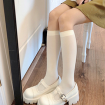 JK白色小腿袜女春夏季超薄白丝及膝半筒袜日系甜美奶白色丝袜子女