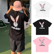 韩国高尔夫服装原单经典兔子男女情侣同款短袖透气夏季圆领T恤