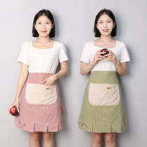 半截围裙女家用厨房工作服定制2024新款半身防污透气棉麻做饭围腰