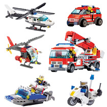 兼容乐高积木警察局警车拼装城市消防车军事系列男孩5-6-8岁玩具