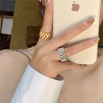 欧美复古个性钛钢链条戒指时尚百搭时髦食指戒嘻哈蹦迪表带指环女