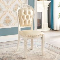 欧式餐椅现代椅子雕花实木酒店休闲凳餐厅美甲书桌麻将家用靠背椅