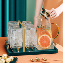 轻奢玻璃冷水壶大容量开水瓶凉水壶水杯套装耐高温透明家用茶壶