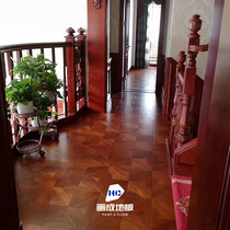 健康环保大自然拉丝复古橡木拼花地板中式风格正方形实木复合地板