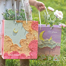 创意油画礼品袋文艺手提袋节日精美男女生日花束包装送礼物纸袋子