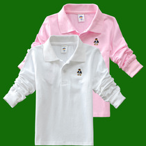 高尔夫长袖童装polo衫男女翻领纯色春夏儿童高尔夫T恤透气运动服