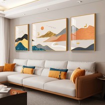 轻奢沙发背景墙装饰画抽象山水挂画客厅日出东方壁画现代三连画