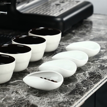 陶瓷咖啡称豆勺 量豆盘碗手冲意式称量咖啡豆碟 胡桃木茶则容器