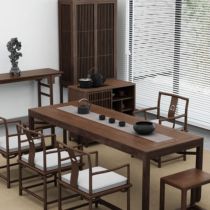 实木高档茶桌椅组合新中式泡茶台老榆木办公桌大型家用书写案