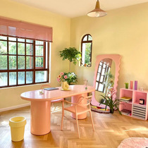 法式奶油风餐桌小户型家用实木桌子办公电脑桌子写字台彩色儿童桌