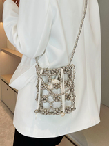 文艺仙女风包包搭配裙子礼服包编织串珠珍珠包链条手机包斜挎小包
