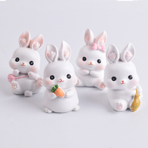 中秋节小兔子生日蛋糕装饰摆件呆萌可爱胡萝卜雨伞背包白色玉兔