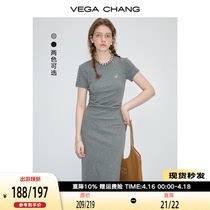 VEGA CHANG连衣裙女2024年夏季新款显瘦气质减龄长裙高级感t恤裙