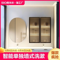 智能浴室镜柜单独挂墙式洗漱台浴室镜除雾带灯卫生间梳妆镜收纳柜