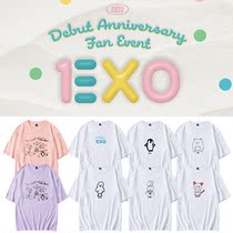 EXO十10周年FM周边成员手绘卡通印花同款衣服宽松短袖T恤夏季男女