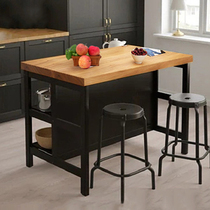 厨房中岛台可移动料理台定制隔断小吧台置物架餐桌一体实木餐边柜