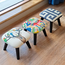 浪朵实木创意换鞋凳客厅小凳子家用矮凳儿童网红布艺小板凳穿鞋凳