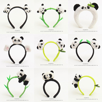 可爱熊猫发箍公仔小熊猫头饰卡通头箍动物园发卡拍照儿童成人头箍