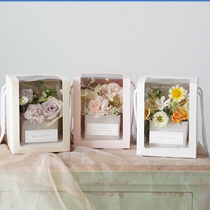 手提花盒透明橱窗袋鲜花手提袋永生花玫瑰花束插花盒鲜花包装礼盒