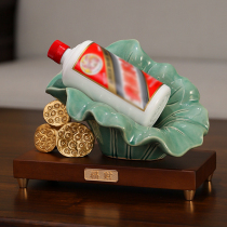 新中式莲叶莲蓬红酒架摆件创意酒瓶收纳高档家用大气酒柜软装饰品